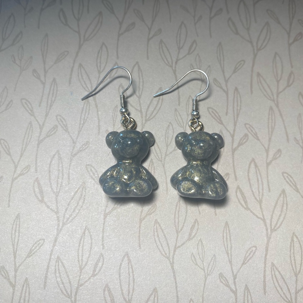 Golden Gray Bear Earrings!
